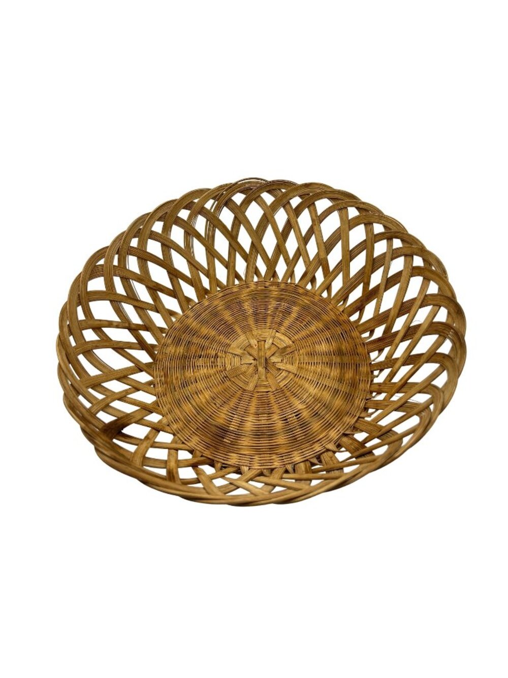 Handwoven Wicker Basket - 9" Diameter - Ideal For Fruit Or Decorative Use -59c